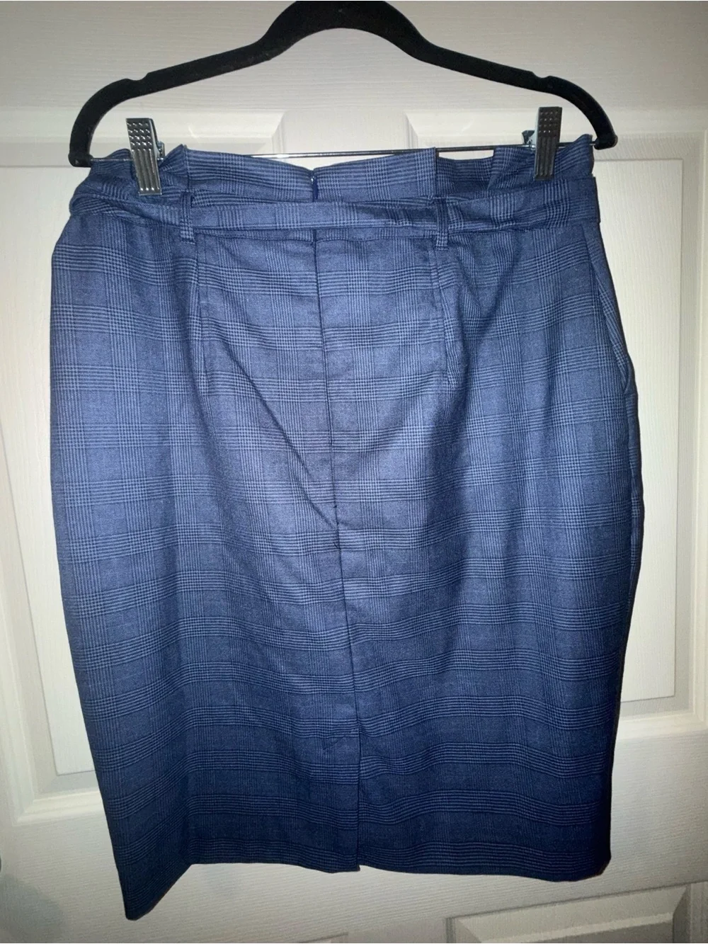 Banana Republic Blue Plaid Pencil Skirt with Waist Tie, Size 8P